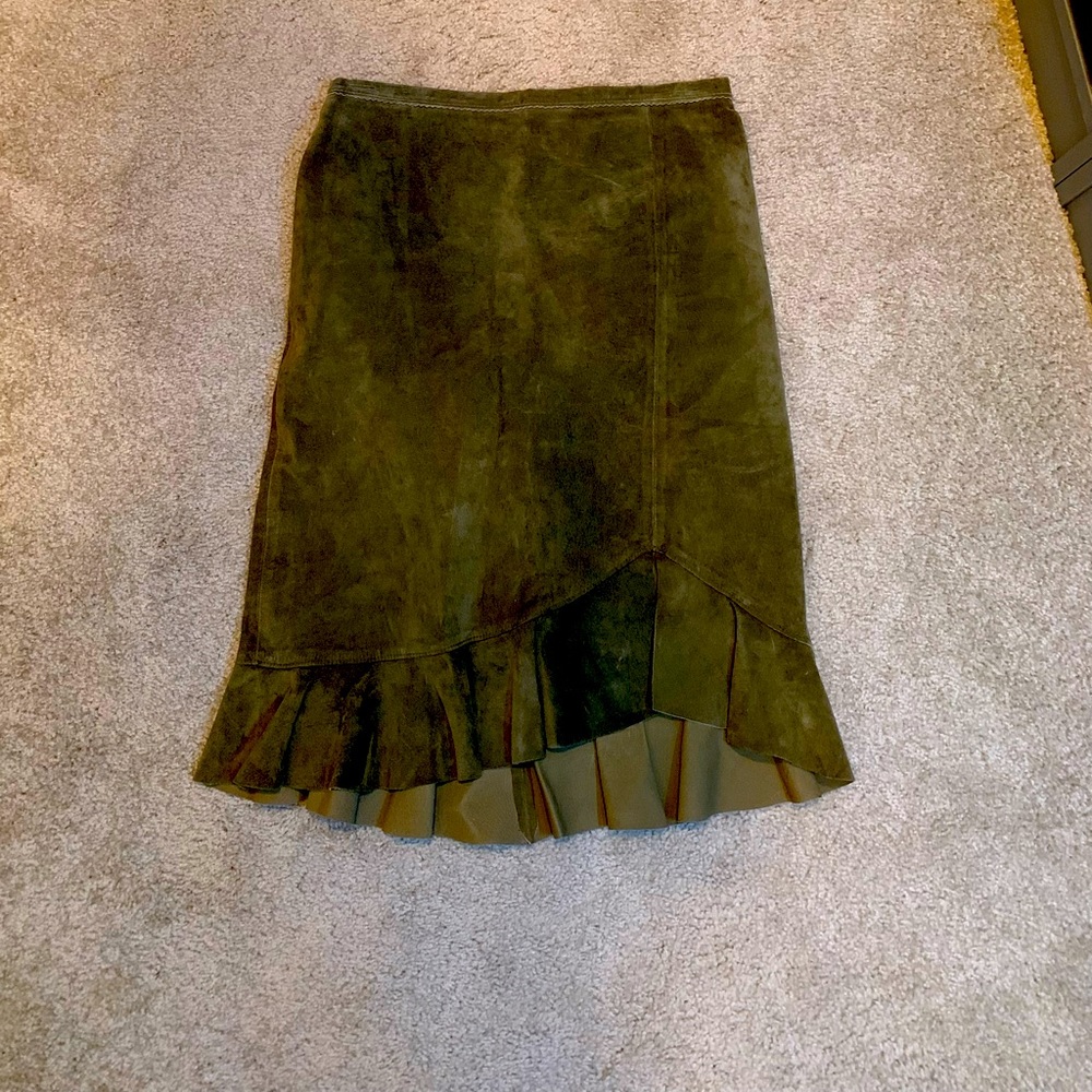 Olive green Suede skirt